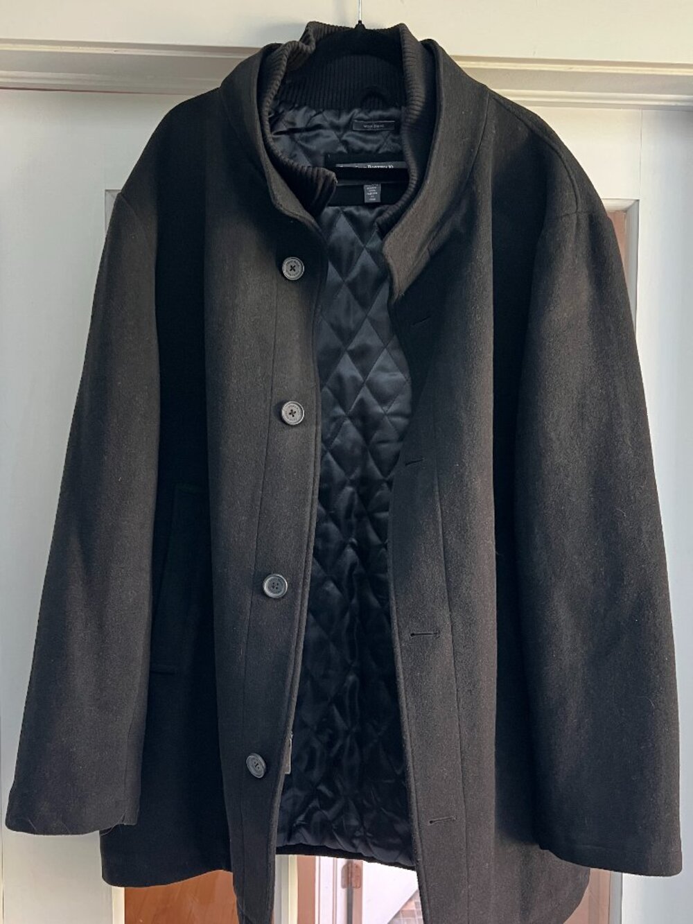 Perry Ellis Portfolio Men’s Wool Blend Coat XXL Black Quilted Lined Jacket